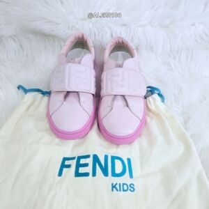 Fendi Kids Girls Sneakers Size 29 Pink Leather Made in Italy